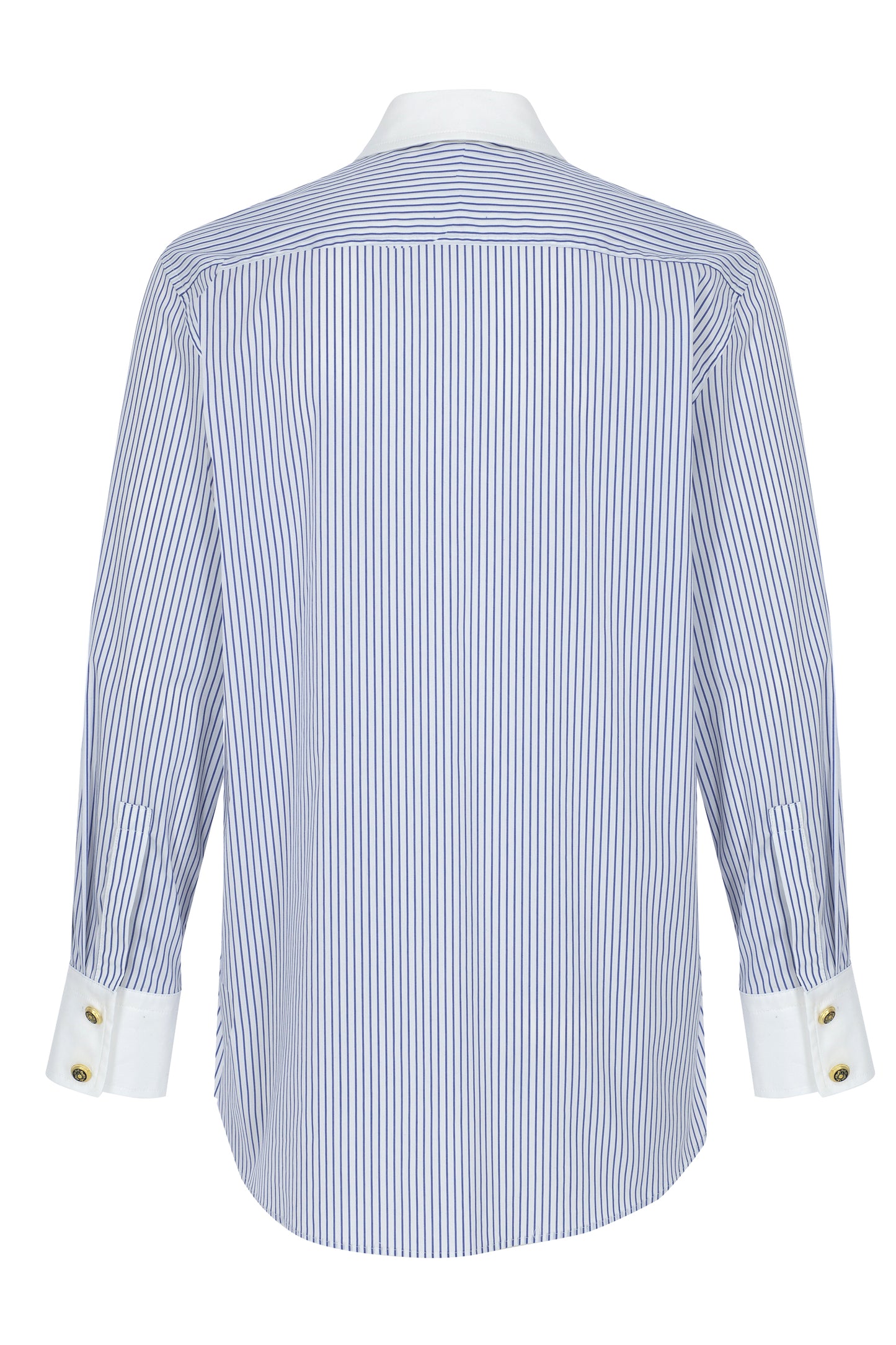 Çizgili Gold Düğmeli Kısa Gömlek