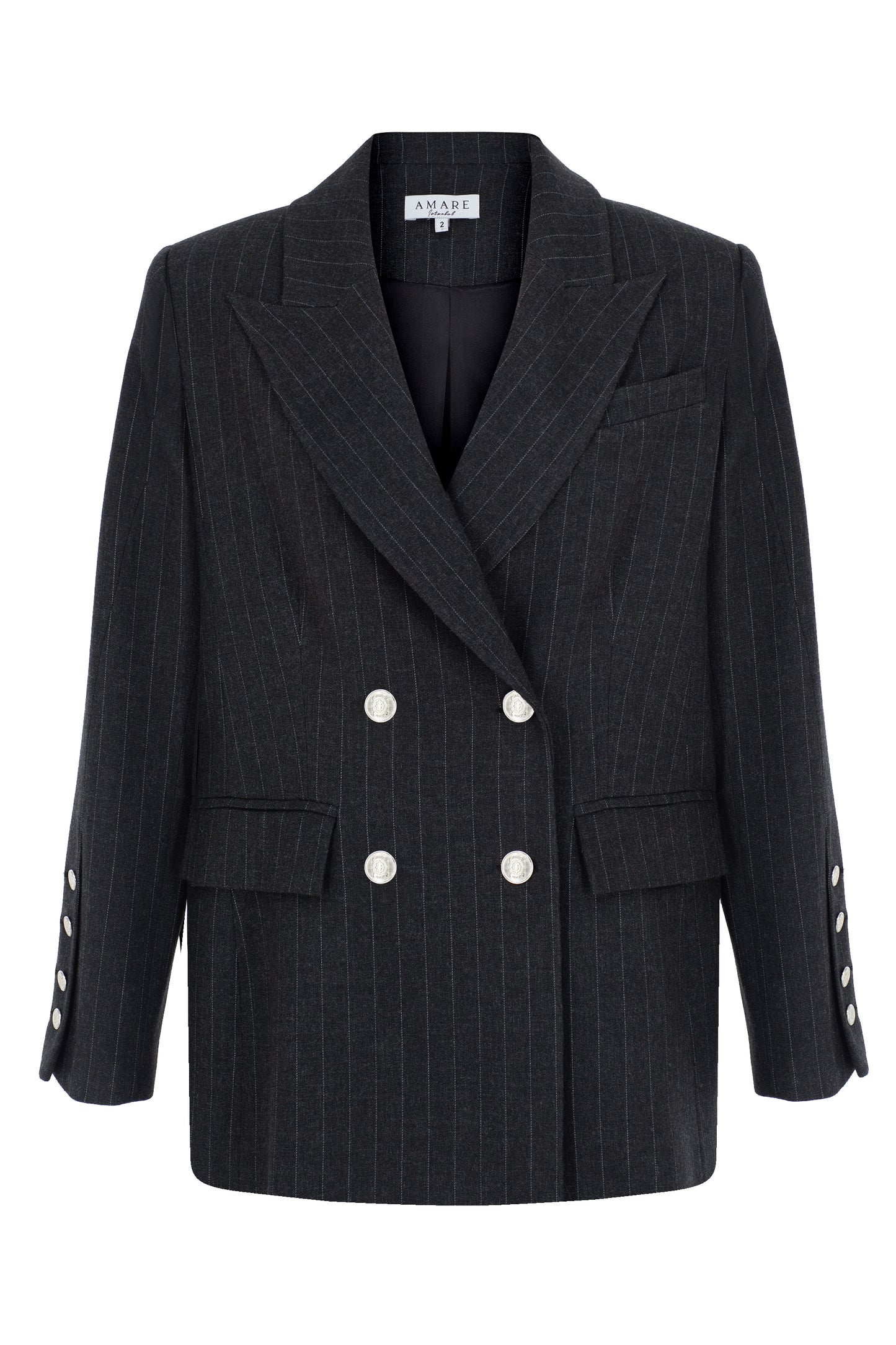 Bella Çizgili Kruvaze Ceket