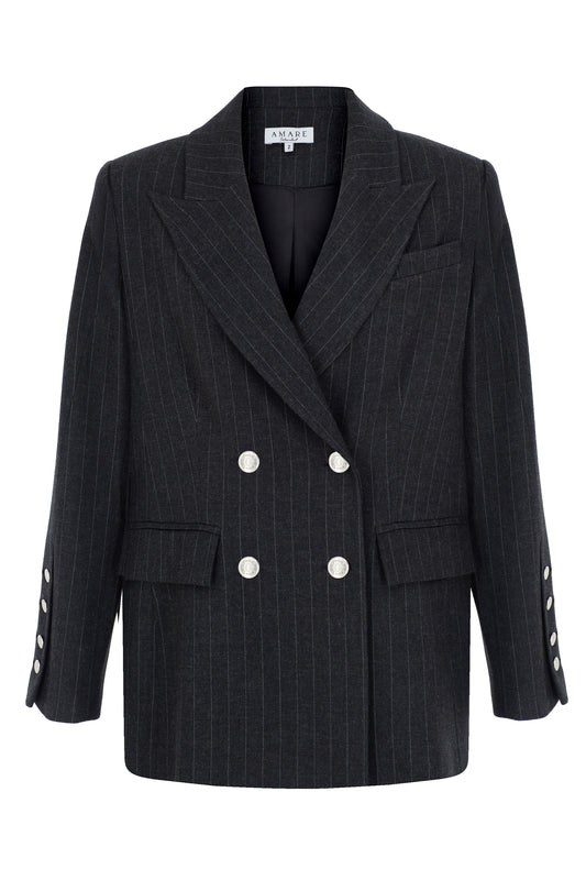 Bella Çizgili Kruvaze Ceket