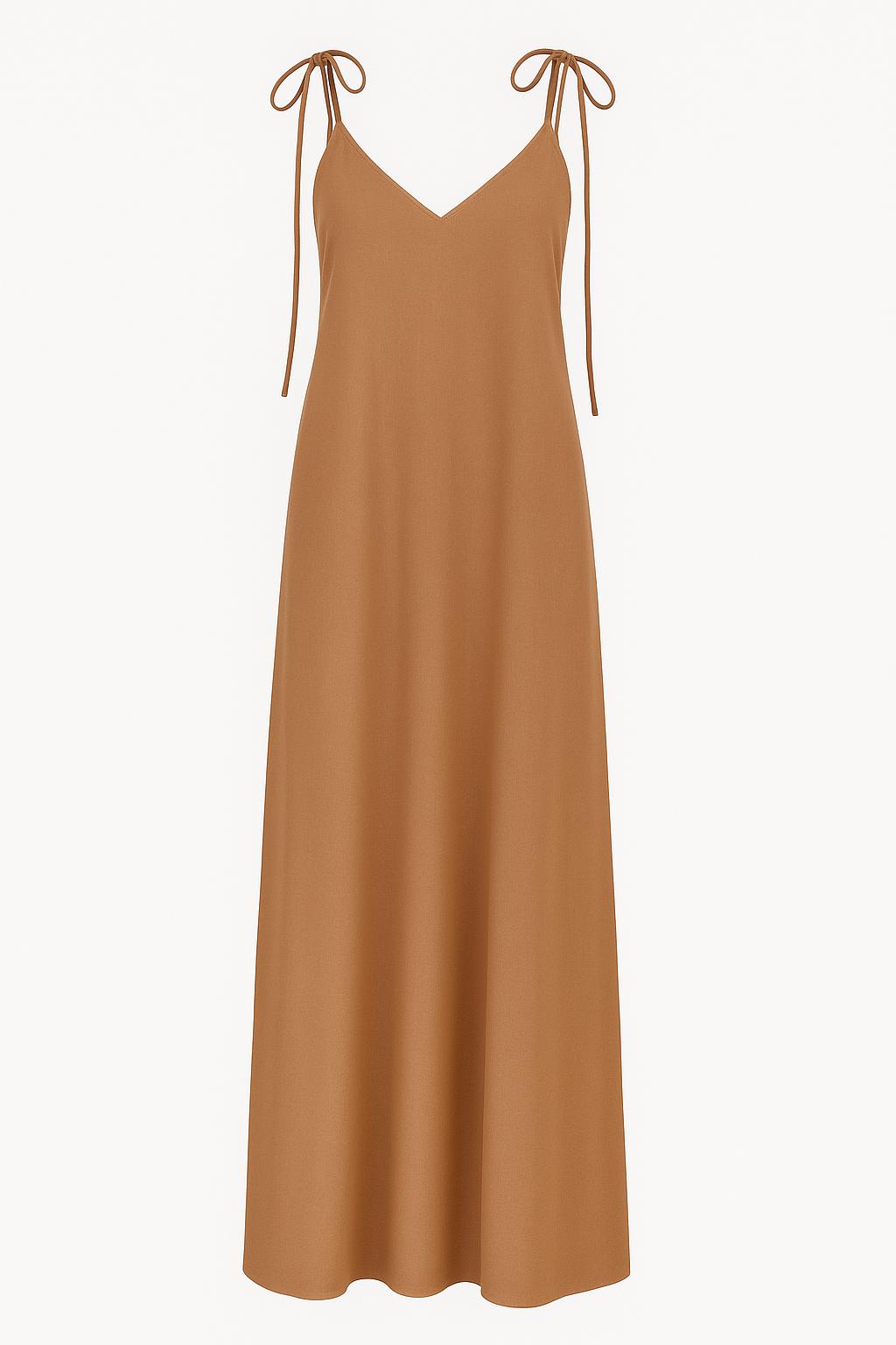 Desert Keten Elbise Moka