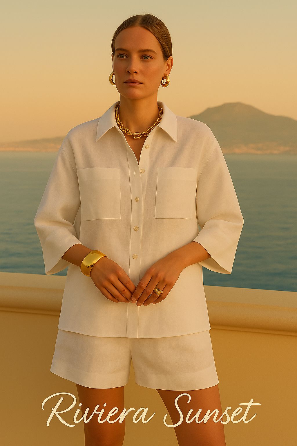 Desert Keten Şort Beyaz