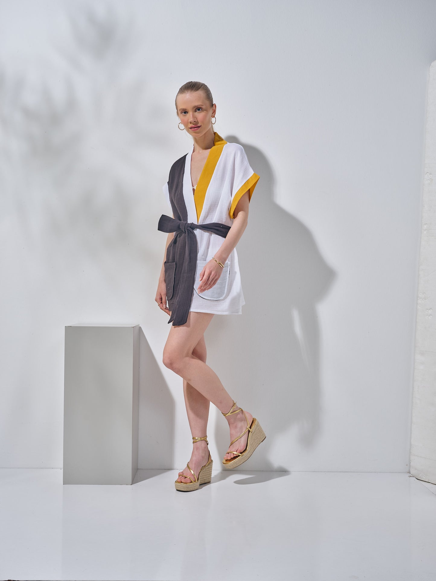 Kısa Müslin Kimono Beyaz