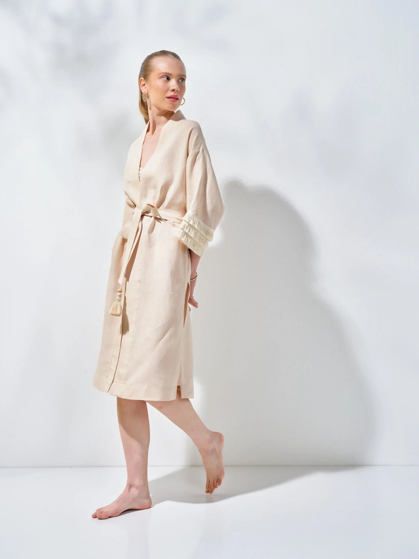 Uzun Kimono Bej