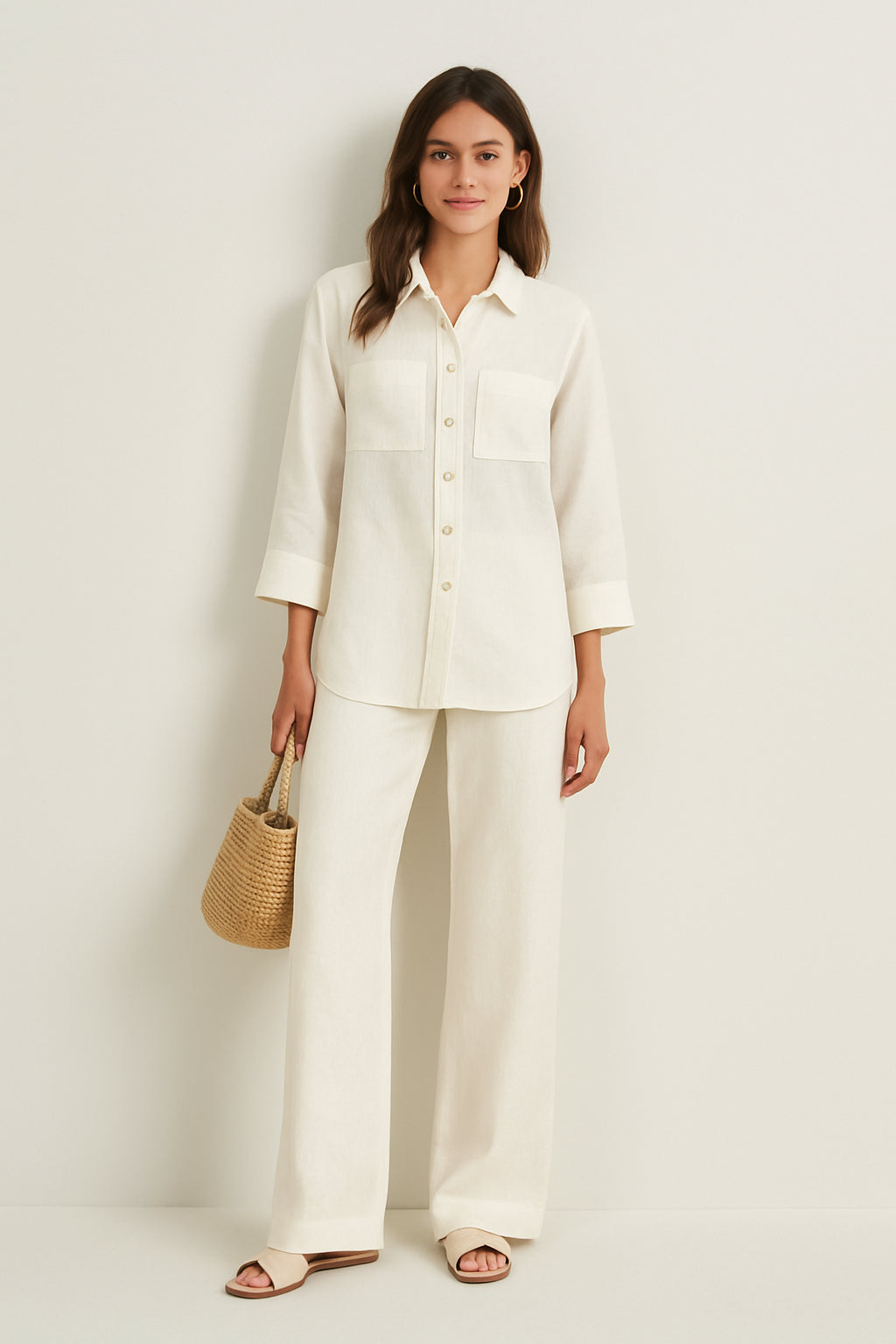 Desert Keten Gömlek Beyaz