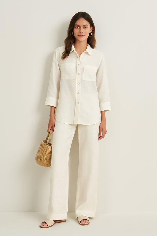 Desert Keten Pantolon Beyaz