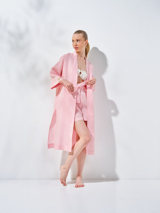 Uzun Kimono Pembe