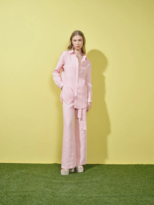 Keten Pantolon Pembe